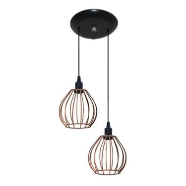 Imagem de Lustre Pendente Aramado Retro Modelo Balão - 02 Juntos Na Mesma Canopl