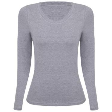 Imagem de Blusa Manga Longa Sem Costura Lupo 45138-001 Cotton, G, Cinza mescla