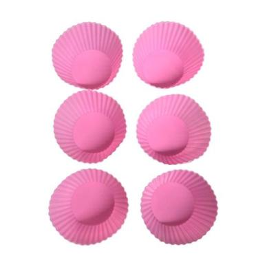 Imagem de Kit Com 6 Formas Para Cupcake Silicone 7cm Multiuso  - Ecos, Rosa