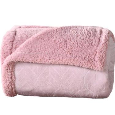 Imagem de Manta Cobertor Queen Sherpa Realce Flannel Lã de Carneiro - Tessi, Ros
