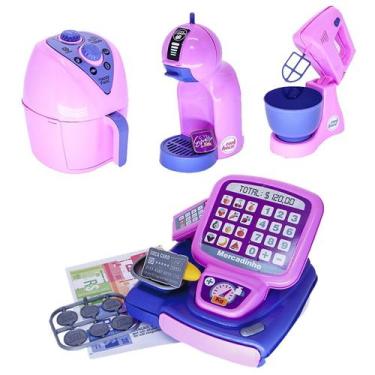 Imagem de Kit Cafeteria Expresso Brinquedo Bolo Cafe Air Fryer 17pç - Altimar