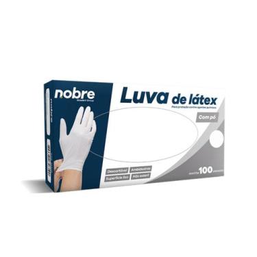 Imagem de Luva Látex c/ Pó - Proteção Contra Agentes Quím. c/100unid. Nobre - Go