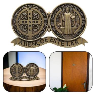 Imagem de Medalhão Porta Medalha De São Bento Metal Dourado - FORNECEDOR 1