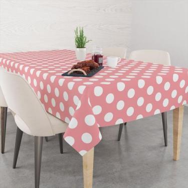 Imagem de Toalha De Mesa Retangular 6 Lugares Tecido Oxford Poá Rosa Claro TLS06