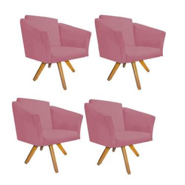 Imagem de Kit 04 Poltrona Cadeira Decorativa  Win Base Giratória Sala de Estar R