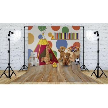 Imagem de Fundo Fotográfico em Tecido Barraca Brinquedos Colorido - 150x170cm - 