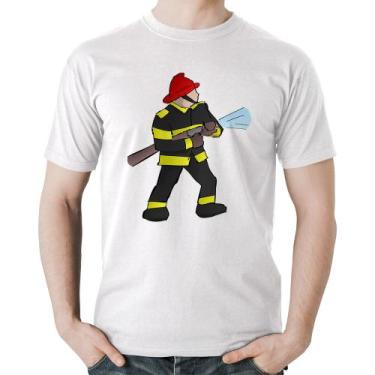 Imagem de Camiseta Algodão Bombeiro - Foca na Moda, Branco, GGG