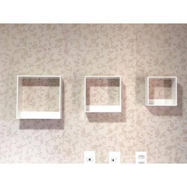 Imagem de Kit Trio De Nichos Quarto De Bebê Decorativo 3 Mdf Branco - LuckBabyEn