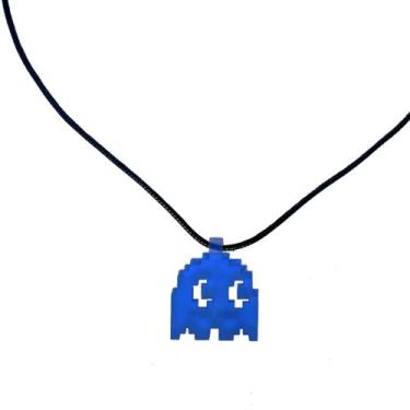 Imagem de Colar Geek Pac Man, com cordão de borracha de 60cm e fecho metálico. P
