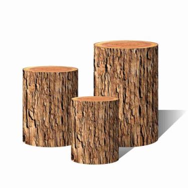 Imagem de Trio De Capa De Cilindro 3d Efeito Tronco Madeira Realista - Fabrika d