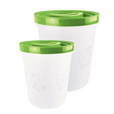 Imagem de Kit 2 Potes Altos Redondo com Tampa Plástico Paris Fosco Organizador d