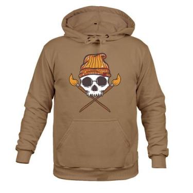 Imagem de Moletom 100% Algodão Quente Caveira Vasoura - Surprass, Bege, G