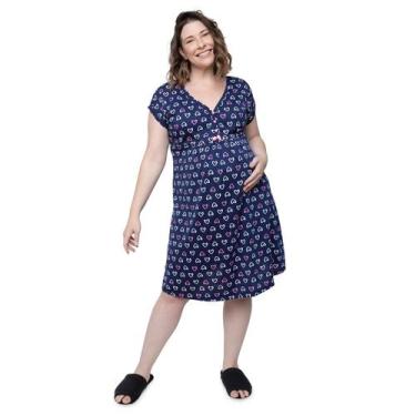 Imagem de Camisola Maternidade Amamentação com Botões Corações Linda Gestante, P