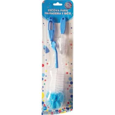 Imagem de Kit Escovas para Mamadeira e Bico Azul - Pais e Filhos