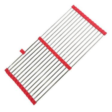 Imagem de Escorredor Esteira Louça Cozinha Pia Inox Silicone Extensivo Flexivel 
