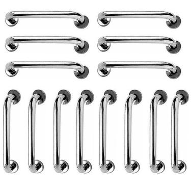 Imagem de Barra de Apoio Alça Inox 40cm Kit 14 Unidades Banheiro Deficiente Aces