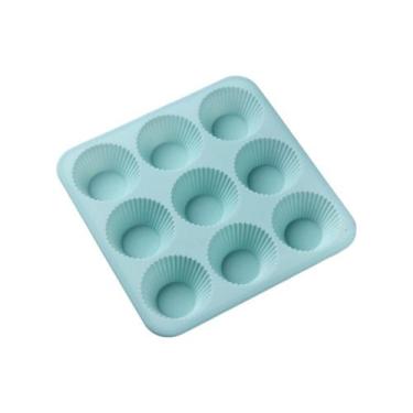 Imagem de Forma para bolinhos de Silicone 9 cavidades Azul claro - Cromus