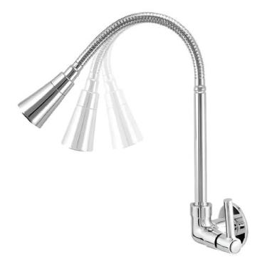 Imagem de Torneira Gourmet Cozinha Parede Flexível Duplo Jato Cromada - Roddex