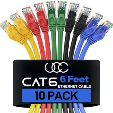 Imagem de Ultra Clarity Cables Cabo Ethernet Cat 6 1,8 m (pacote com 10), Cat6 Patch Cable, Cabo Ethernet de Alta Velocidade 10Gbps 500Mhz Cabo de Rede, RJ45 Lan Internet Cabo para Modem de Computador Roteador