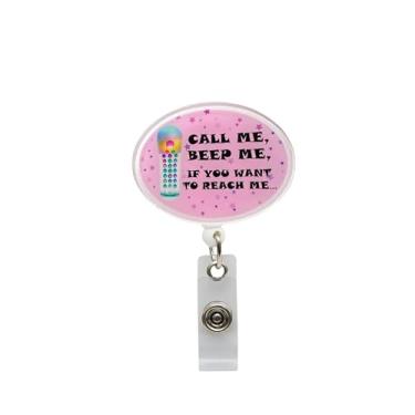 Imagem de Carretel de crachá Call Me Beep Me Nurse – porta-identidade retrátil, presente de cartão de identificação para enfermeiras e enfermeiras de escritório para enfermeiras médicas, enfermeiras,
