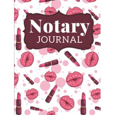 Imagem de Hardcover Notary Journal: 8.5x11 Large Notarial Logbook / With 200 Numbered Pages - Two Records Logs Per Page / 400 Records / Red Lip Lipstick Pattern ... Dots / Ledger Book Gift For Signing Agents