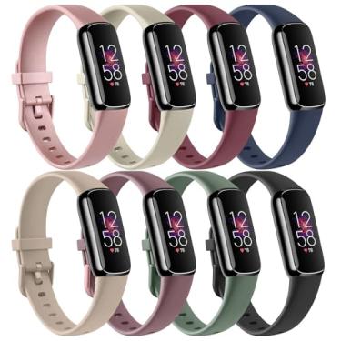 Imagem de Pacote com 8 pulseiras de substituição para Fitbit Luxe para mulheres e homens, pulseira de substituição de silicone macio para monitor de fitness e bem-estar Fitbit Luxe (pacote com 8 D, grande)