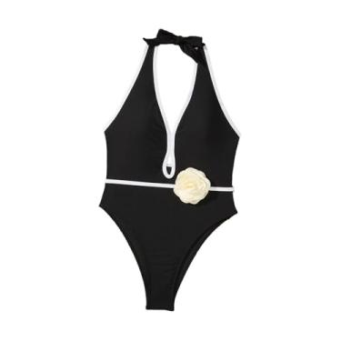 Imagem de YIJU Maiô Feminino Feminino Biquíni Floral para Natação, Piscina, Surf, Férias, Festa, Viagem, XL