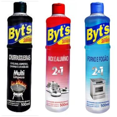 Imagem de Kit Semorim Limpeza Churrasqueira, Forno e Fogão, Inox e Alumínio, 3 Frascos 500ml