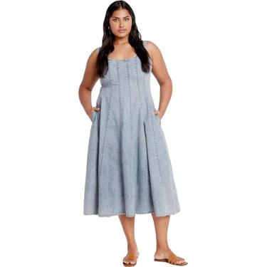 Imagem de City Chic Vestido feminino Citychic Plus Size Denim Lula, Lavagem leve, 48