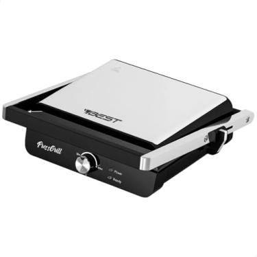 Imagem de Sanduicheira Elétrica Press Grill Best Inox Grelha Antiaderente Compacta Prática e Eficiente para Cozinha (110V)