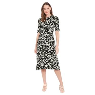 Imagem de London Times Vestidos lisonjeiros midi para coquetéis, convidados de casamento, verão e trabalho para mulheres, Bronzeado/preto, 50