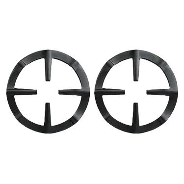 Imagem de Grelhas de fogão 2 peças - Grelha de queimador de metal - Grelhas de queimador de fogão a gás - Redutor de anel de gás para fogão, preto