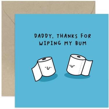 Imagem de Old English Co. Cartão de dia dos pais hilário para papai - Cartão de Dia dos Pais de crianças pequenas - Cartão de aniversário engraçado para pai de adulto ou criança - Rolo Loo 'Wiping My Bum' | Em