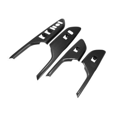 Imagem de TUCKBOLD Adesivo para painel de controle de janela elétrica para Honda Civic 2016-2021 ABS padrão de fibra de carbono preto 4 peças automotivas