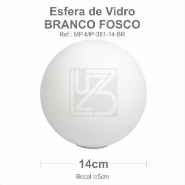 Imagem de Vidro esfera s/ colarinho 14cm bocal 5cm - branco fosco - Trybo 