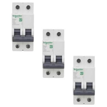 Imagem de 3 Disjuntores 63A Schneider Bipolar Curva C 3kA DIN
