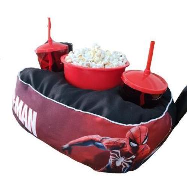 Imagem de Almofada Com Bolso Porta Pipoca Balde + Copos Homem-Aranha - Maria dos