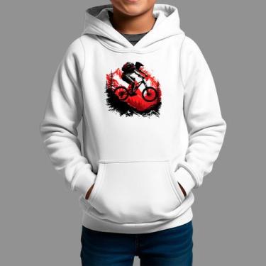 Imagem de Moletom Canguru Infantil Algodão Casual Estiloso Tecido Macio Bike Mon