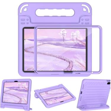 Imagem de BMOUO Capa infantil para iPad 10ª geração de 10,9 polegadas 2022, iPad 10ª geração com protetor de tela, alça conversível à prova de choque, capa para iPad 10ª geração para crianças, roxo claro