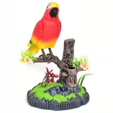 Imagem de Nulala Simulação Papagaios Pássaros Brinquedos - Papagaios Controlados por Voz Cantando e Asas Batendo - Pássaros Eletrônicos de Estimação para Decoração de Jardim Doméstico Ornamento (506G)
