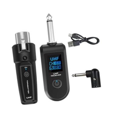 Imagem de menolana de adaptadores XLR do receptor de transmissor de áudio Recuperar equipamento de música vocal Microfone Microfone sem fio para guitarra, 1 in 1 with Adapter