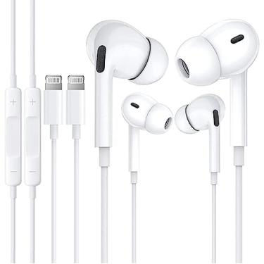 Imagem de Fones de ouvido Apple MFi Certified iPhone fones de ouvido com conector Lightning compatível com iPhone 14 13 12 11 Pro Max X XS XR 8 7 Plus com microfone (branco)