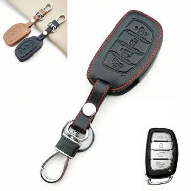 Imagem de Capa Couro Chave Presencial 4 Botões Hyundai Creta Tucson Ix35 Hb20s S