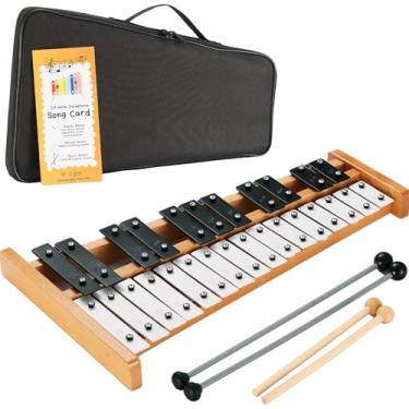 Imagem de Eco Joy Xilofone + Batedeiras de borracha e madeira | Glockenspiel com 27 notas para adultos e crianças | Ensino de música de instrumento xilofone profissional | Presentes incluem livro de músicas e