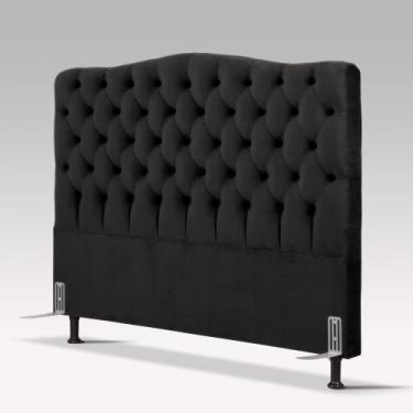 Imagem de Cabeceira de Cama Box Casal 138 cm Larhome Dunas Suede Veludo Marrom B