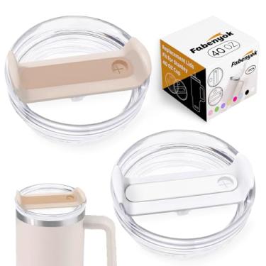 Imagem de Fabenyok Tampa de copo de substituição de 1,134 g adequada para Stanley Cup, pacote com 2 tampas de substituição transparentes adequadas para copo de viagem Stanley, capas de copo à prova de
