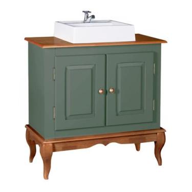 Imagem de Gabinete para Banheiro com Cuba Dália 3050 Linz Móveis, Verde Musgo/Im
