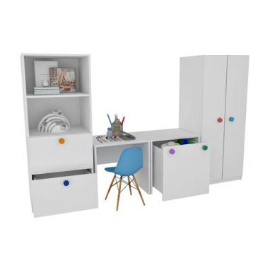 Imagem de Kit Armário Montessoriano Rubi 100% MDF + Eiffel Azul - WoodCore  Móve