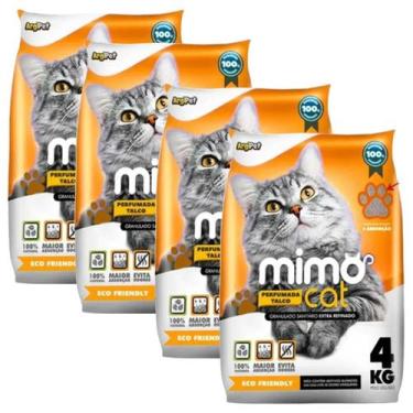 Imagem de Kit 4 Areia Higienica Para Gatos Mimo Cat Talco Total 16kg