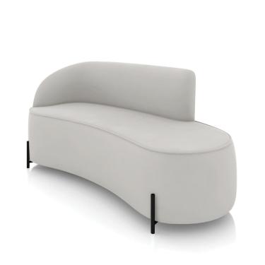 Imagem de Sofá 3 Lugares Orgânico 180cm Pé Ferro Preto Morgan Veludo Cinza D03 - D`Rossi